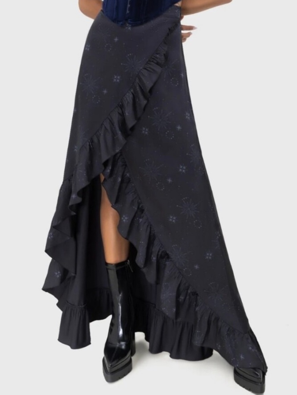 KILLSTAR Ruffled Wrap Maxi Skirt